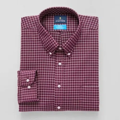 Stafford Big And Tall Coolmax All Season Oxford Mens Regular Fit Stretch Fabric Wrinkle Free Long Sleeve Dres In Red
