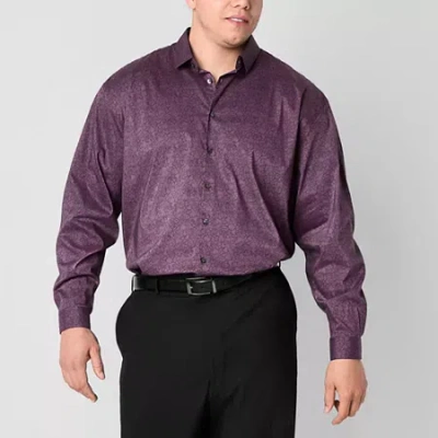 J. Ferrar Ultra Comfort Mens Long Sleeve Regular Fit Big And Tall Button-down Shirt In Purple