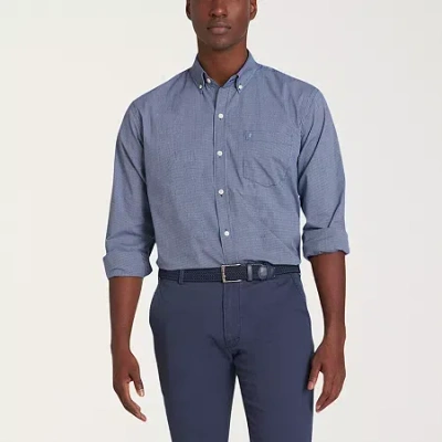 Izod Performance Comfort Mens Long Sleeve Classic Fit Stretch Fabric Wrinkle Free Button-down Shirt In Blue