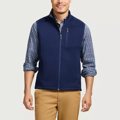 Izod Mens Water Resistant Midweight Fleece Vest In Blue
