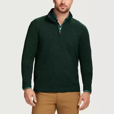 Izod Thermasoft Sweater Fleece Mens Mock Neck Long Sleeve Quarter-zip Pullover In Green