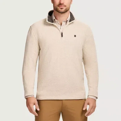 Izod Thermasoft Sweater Fleece Mens Mock Neck Long Sleeve Quarter-zip Pullover In Neutral
