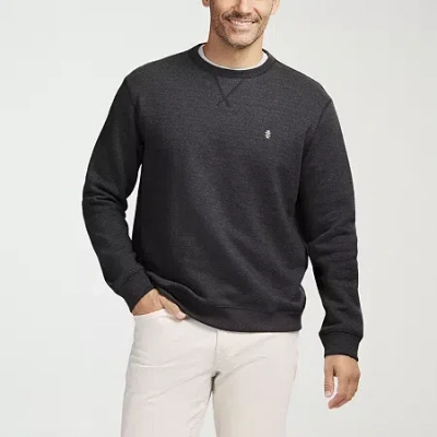 Izod Advantage Performance Mens Crew Neck Long Sleeve Sweatshirt In Black