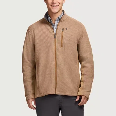 Izod Advantage Performance Shaker Mens Fleece Water Resistant Midweight Jacket In Brown