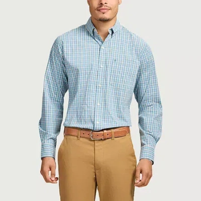 Izod Performance Comfort Mens Long Sleeve Classic Fit Stretch Fabric Button-down Shirt In Blue