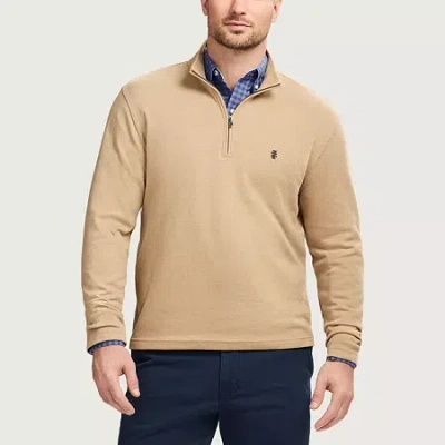 Izod Luxury Sport Textured Mens Long Sleeve Quarter-zip Pullover In Nude