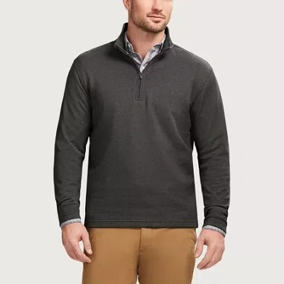 Izod Luxury Sport Textured Mens Long Sleeve Quarter-zip Pullover In Gray