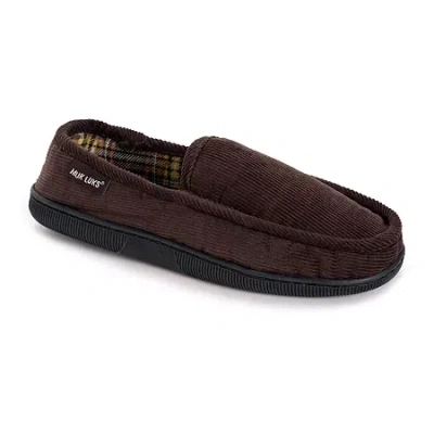 Muk Luks Corduroy Moccasin Mens Memory Foam Slip Resistant Slip-on Slippers In Brown