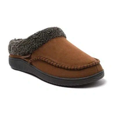 Dearfoams Marshall Microsuede Moc Toe Mens Memory Foam Clog Slippers In Brown