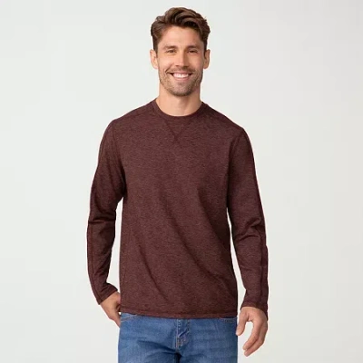 Free Country Mens Crew Neck Long Sleeve Stretch Fabric Active T-shirt In Red