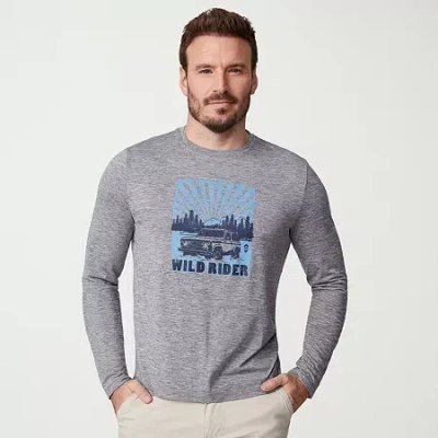 Free Country Mens Crew Neck Long Sleeve Classic Fit Graphic T-shirt In Gray