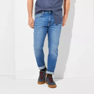 Mutual Weave Mens Stretch Fabric Tapered Leg Regular Fit Jean In Blue