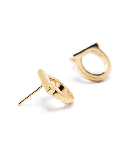 Ferragamo Women Gold-colored Gancini Earrings In Brass Woman In Gold