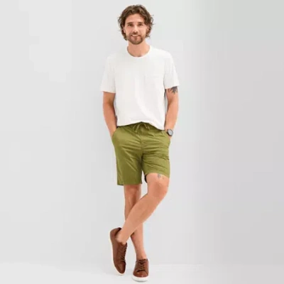 Mutual Weave Mens 9" Stretch Fabric Drawstring Waist Chino Short In Green