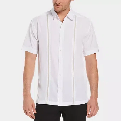 Cubavera Pick Stitch Mens Short Sleeve Regular Fit Button-down Shirt In White