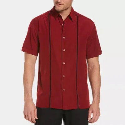Cubavera Pick Stitch Mens Short Sleeve Regular Fit Button-down Shirt In Red