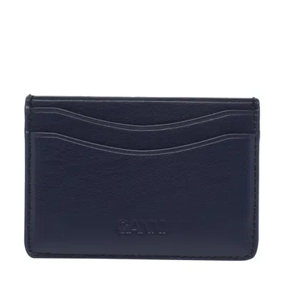 Ganni Women Bear Cards Holder With Logo In Blue