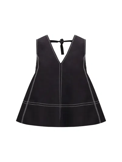 Ganni Women Cotton A-line Top In Black