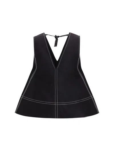 Ganni Women Cotton A-line Top In Black