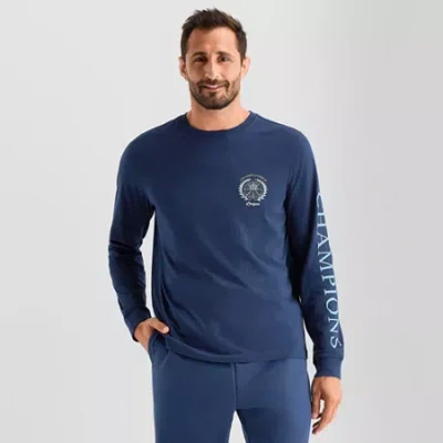 Xersion Mens Crew Neck Long Sleeve Regular Fit Graphic T-shirt In Blue