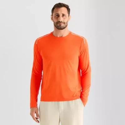 Xersion Mens Crew Neck Long Sleeve Quick Dry Active T-shirt In Red