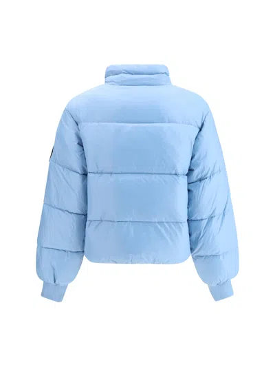 Ganni Women Shiny Nylon Short Puffer Jacket In Blue
