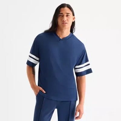 Xersion Mesh Mens V Neck Short Sleeve Quick Dry Active T-shirt In Blue