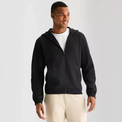 Xersion Quick Dry Cotton Blend Fleece Mens Long Sleeve Fleece Zipper Active Hoodie In Black