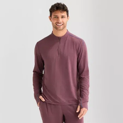 Xersion Mens Long Sleeve Active Quarter-zip Pullover In Purple