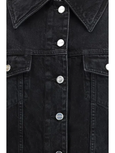Ganni Women Washed Denim Jacket In Black