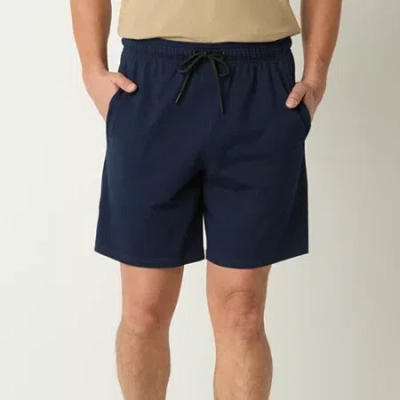 Xersion Mens 8" Mid Rise Moisture Wicking Quick Dry Workout Shorts In Blue