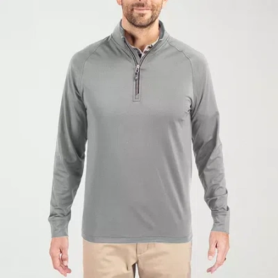 Cutter & Buck Adapt Eco Knit Stretch Recycled Mens Big And Tall Quarter Zip Pullover Jacket In Gray