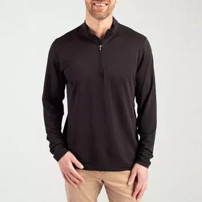 Cutter & Buck Mens Mock Neck Long Sleeve Quarter-zip Pullover In Black
