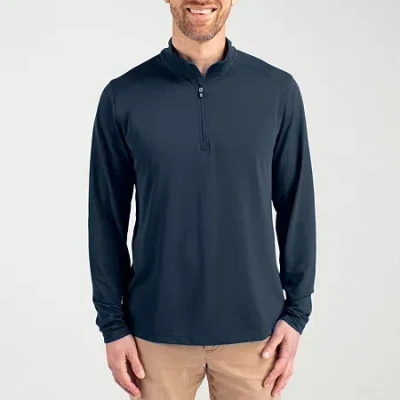 Cutter & Buck Virtue Eco Pique Recycled Quarter Zip Mens Pullover Jacket In Black