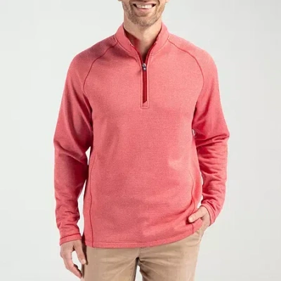 Cutter & Buck Mens Mock Neck Long Sleeve Quarter-zip Pullover In Pink