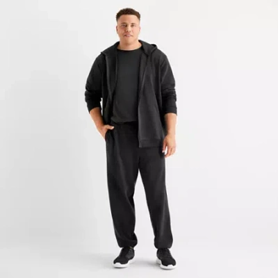 Xersion Quick Dry Cotton Blend Fleece Mens Long Sleeve Fleece Zipper Active Big And Tall Hoodie In Black