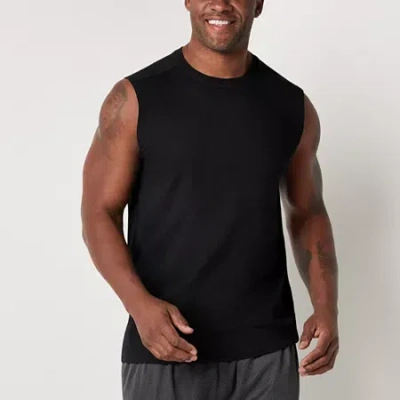 Xersion Cotton Mens Crew Neck Sleeveless Big And Tall Muscle T-shirt In Black