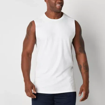 Xersion Cotton Mens Crew Neck Sleeveless Big And Tall Muscle T-shirt In White