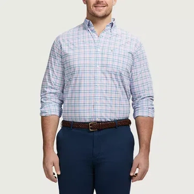 Izod Performance Comfort Mens Long Sleeve Classic Fit Wrinkle Free Big And Tall Button-down Shirt In Blue