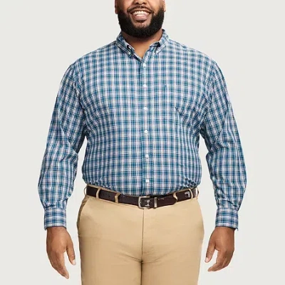 Izod Performance Comfort Mens Long Sleeve Classic Fit Big And Tall Button-down Shirt In Blue