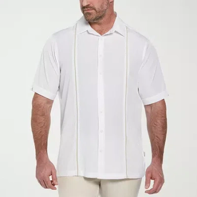 Cubavera Pick Stitch Mens Short Sleeve Regular Fit Big And Tall Button-down Shirt In White