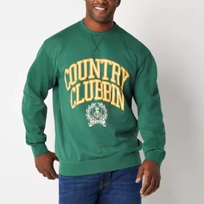 Arizona Mens Crew Neck Long Sleeve Big And Tall Sweatshirt In Green