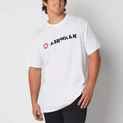 Airwalk Mens Crew Neck Short Sleeve Regular Fit Big And Tall Graphic T-shirt In White