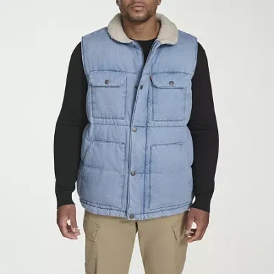 Levi 's Mens Denim Midweight Big And Tall Quilted Vest In Blue