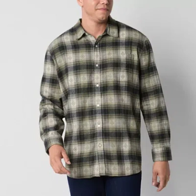 Arizona Big And Tall Mens Regular Fit Long Sleeve Flannel Shirt In Green