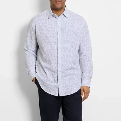 Van Heusen Mens Long Sleeve Regular Fit Stretch Fabric Wrinkle Free Big And Tall Button-down Shirt In Blue