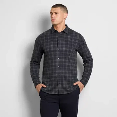 Van Heusen Performance Knit Mens Long Sleeve Regular Fit Stretch Fabric Big And Tall Button-down Shirt In Black