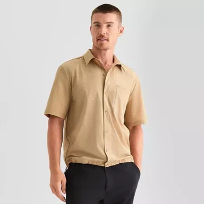 Stylus Mens Short Sleeve Regular Fit Button-down Shirt In Brown