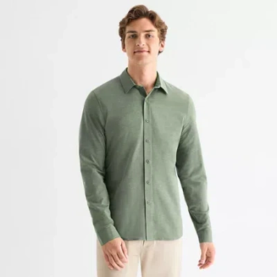 Stylus Mens Long Sleeve Regular Fit Button-down Shirt In Green