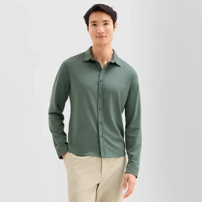 Stylus Mens Long Sleeve Knit Button-down Shirt In Green